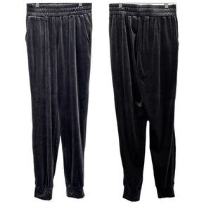 NUDE Crushed Velvet Joggers High Waisted Relaxed Loose Sweatpants Gray Small